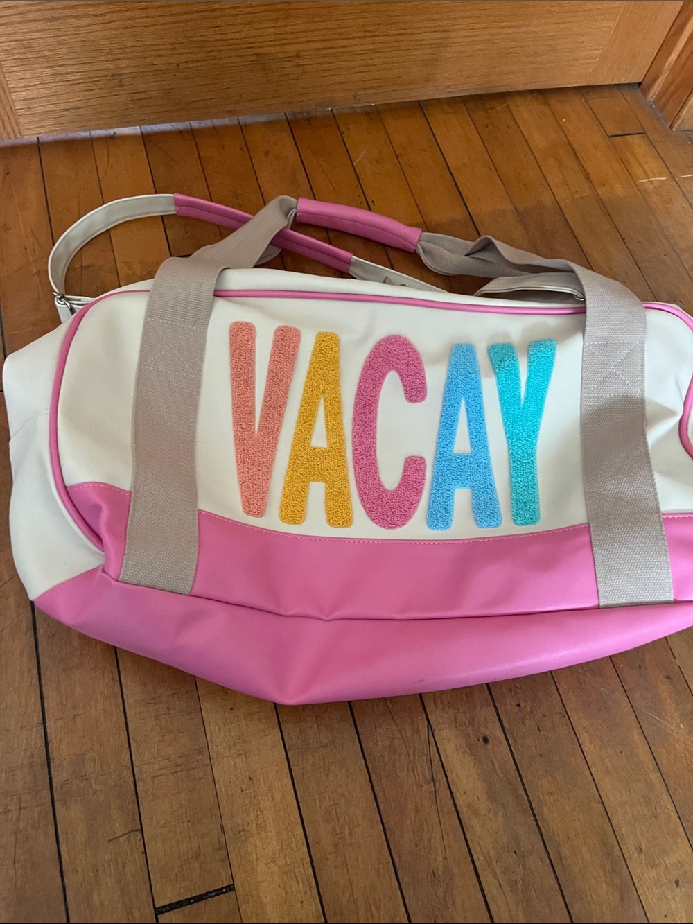 Jadelynn Brooke Pink & Cream VACAY Travel Duffel Bag